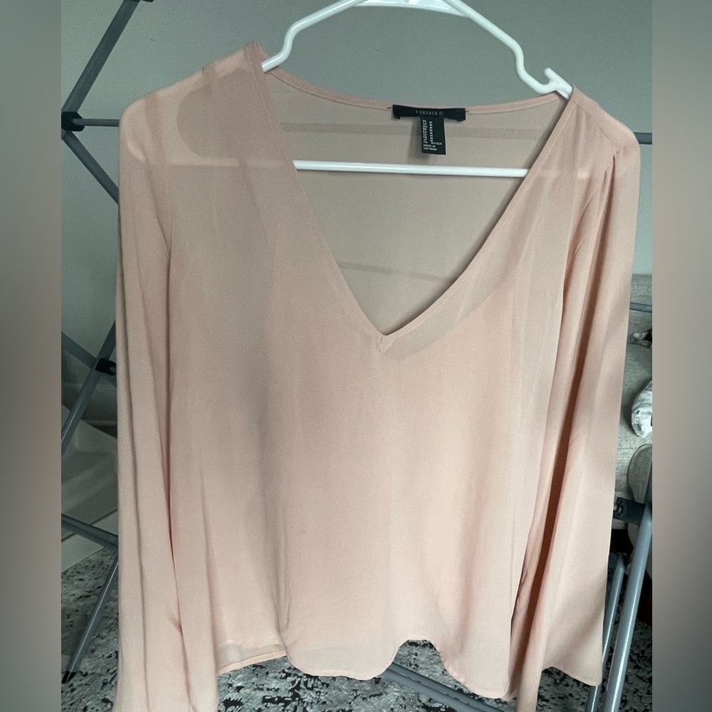 Blush bell sleeved blouse